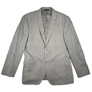 Perry Ellis Blazer Mens 42R Cream Linen Cotton Blend 2-Button Sport Coat Jacket